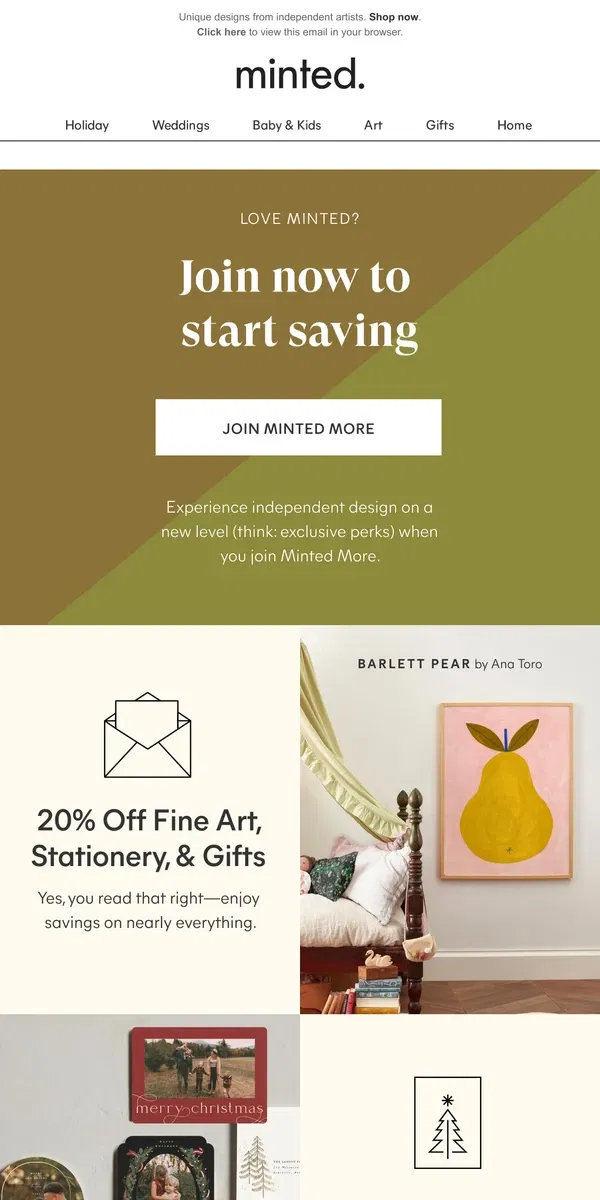 Email from Minted. Want 20% off almost everything?