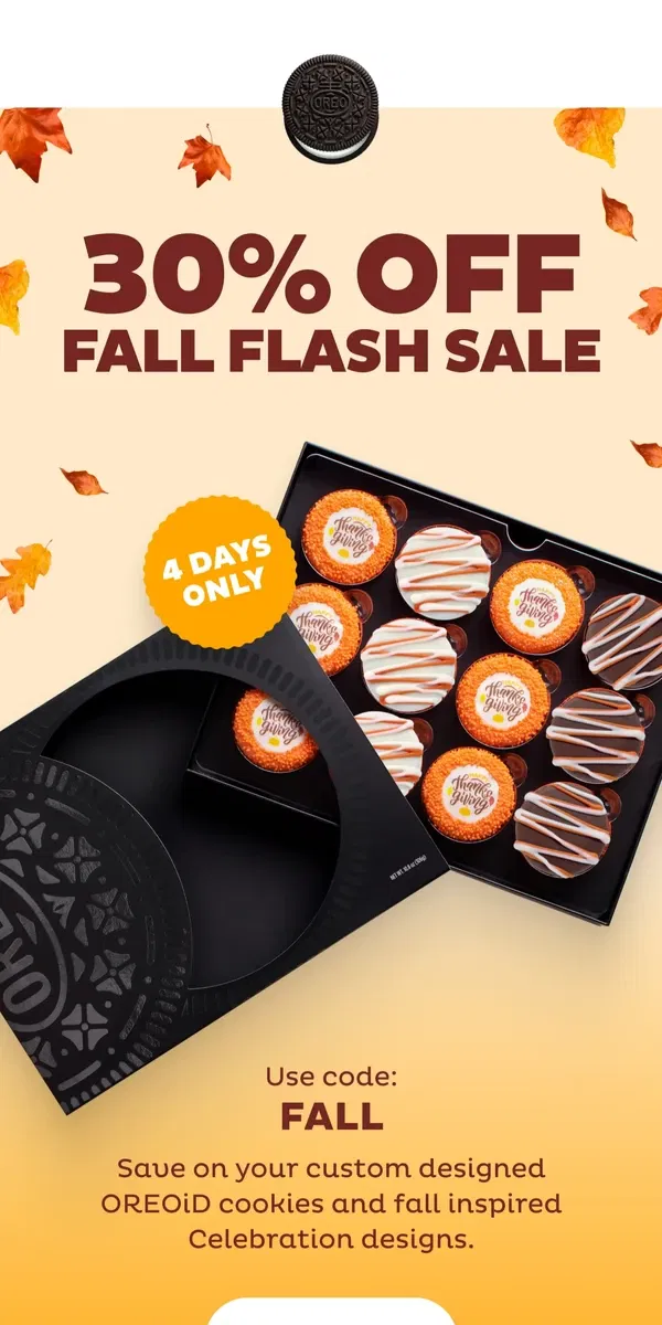 Email from OREO. 4 Days Only: 30% Off OREOiD Fall Sale