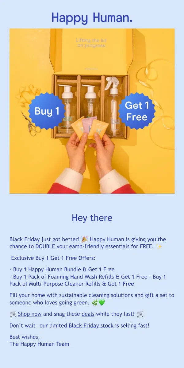 Email from Happy Home. 🌟 Black Friday Buy 1 Get 1 Free Deals Are Here! Don’t Miss Out! 🎉 🌟