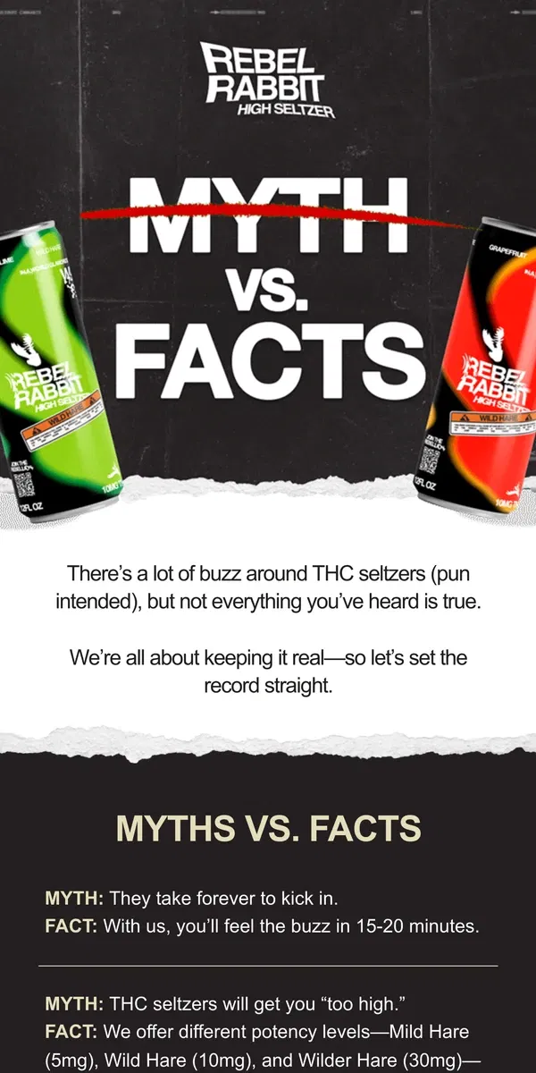 Email from Rebel Rabbit. 🐇 THC Seltzer Myths—Busted!