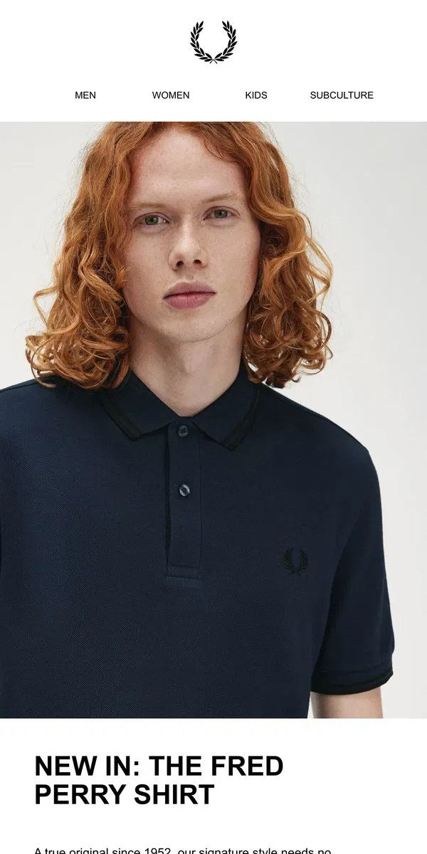 Email from Fred Perry. New In: The Fred Perry Shirt