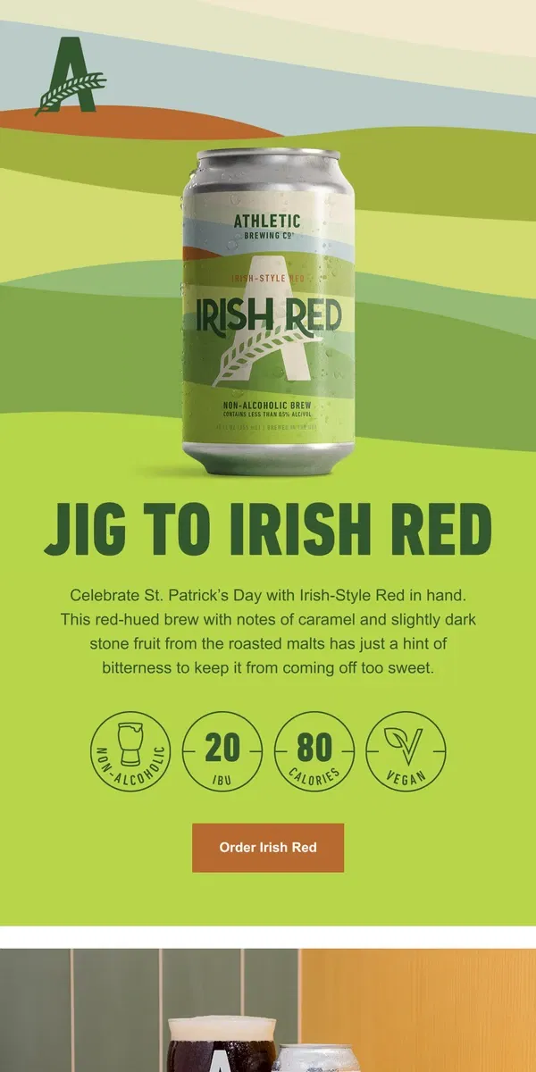 Email from Athletic Brewing Co. Jig to Irish-Style Red 🍀