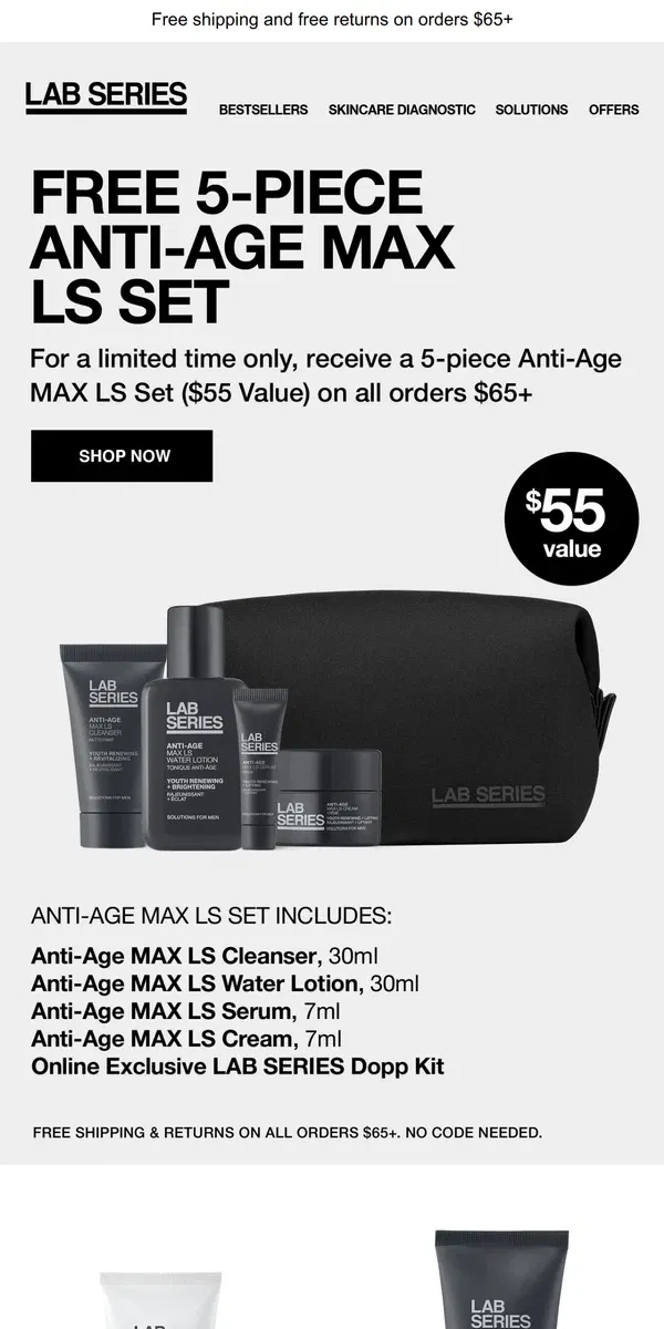 Email from Lab Series. Don't Miss It! FREE 5-Piece Anti-Age MAX LS Set! ($55 Value)