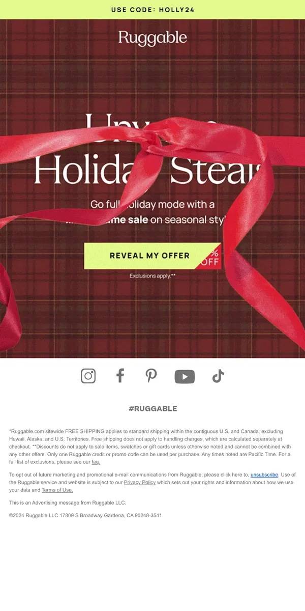 Email from Ruggable. Surprise sale!! 🎉