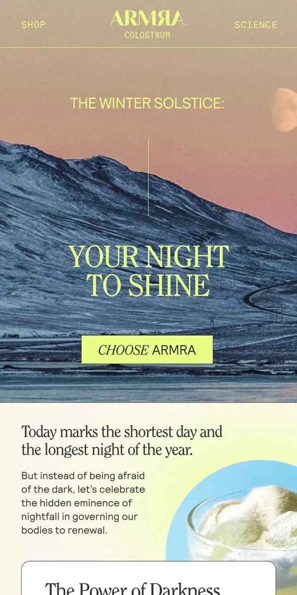 Email from ARMRA Colostrum. Good Thing You Glow In The Dark