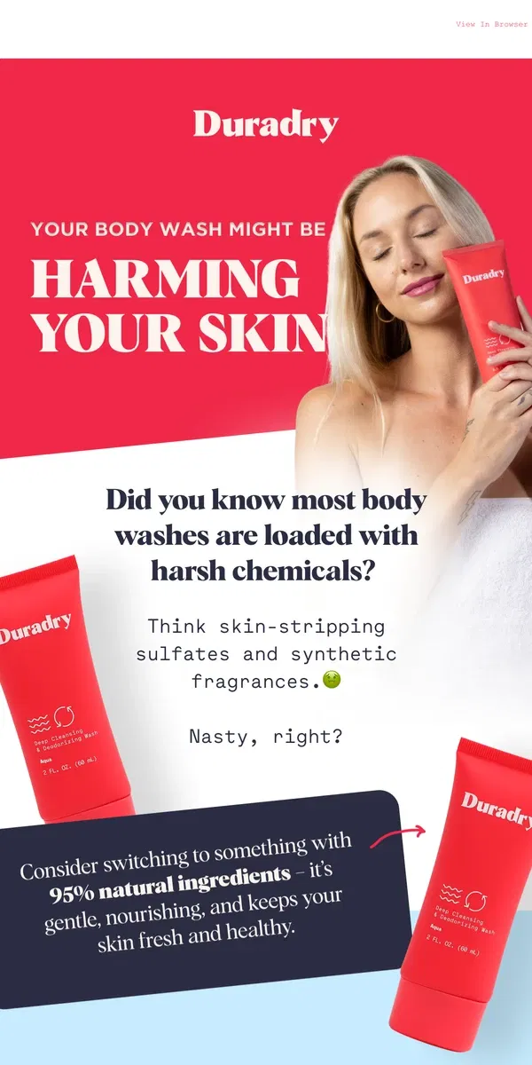 Email from Duradry. The shocking truth about body wash