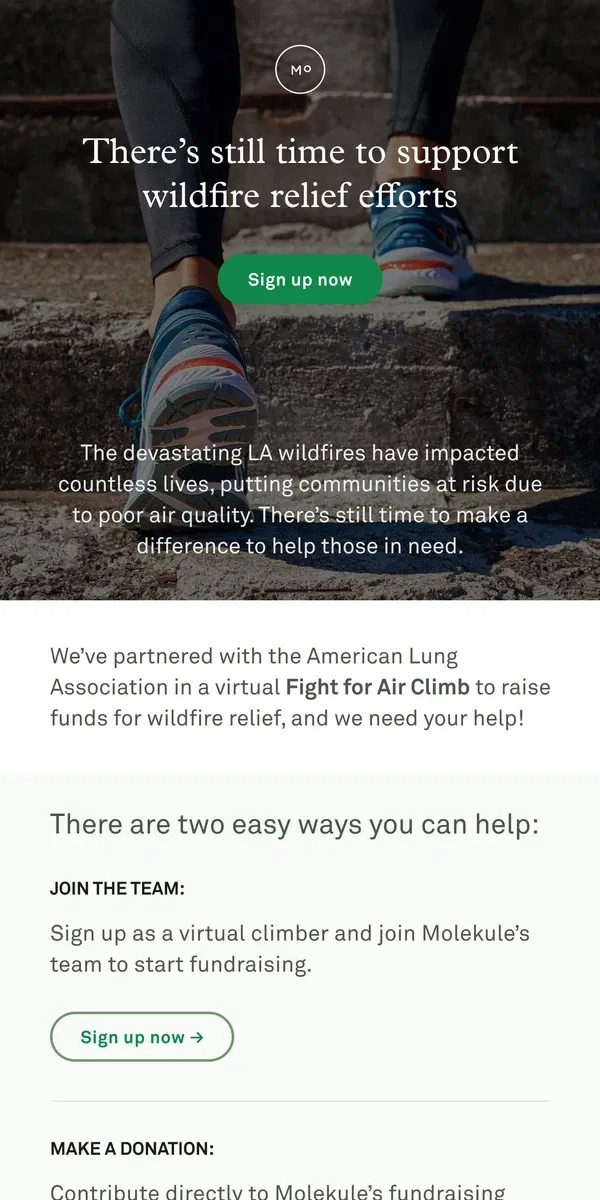 Email from Molekule. Reminder: Help Us Support LA Wildfire Relief