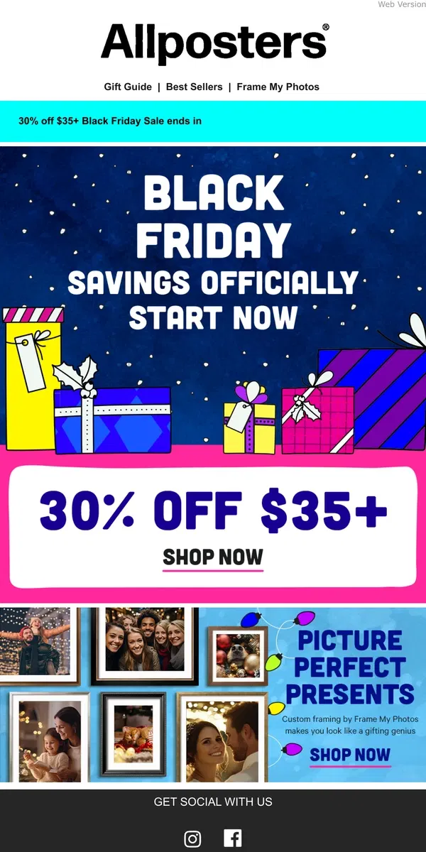 Email from AllPosters. Black Friday Savings are HERE