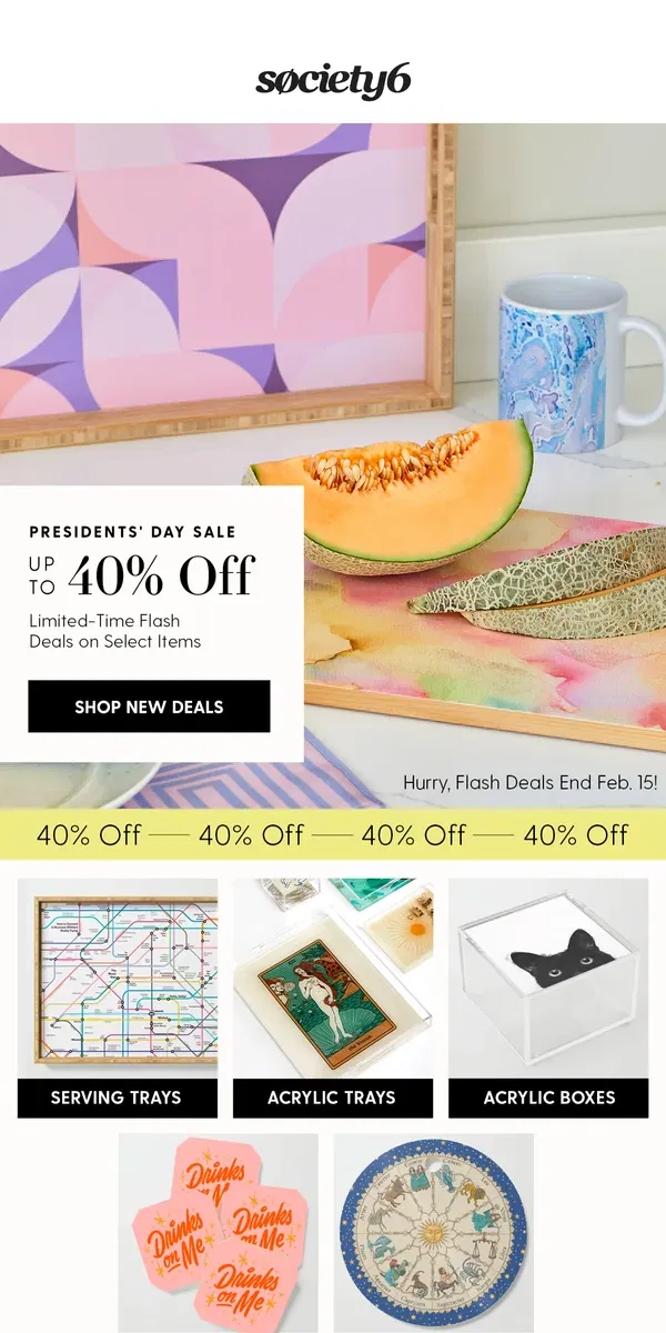 Email from Society6. HUGE Flash Deals on Hosting! (Ends Tomorrow)