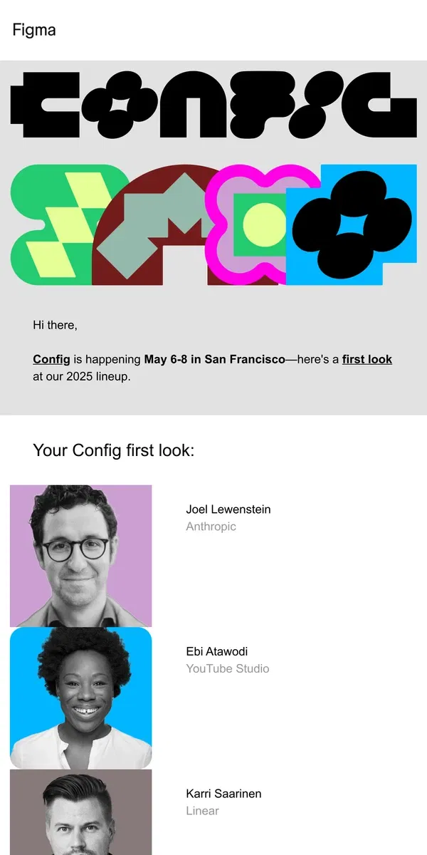 Email from Figma. Config sneak peek