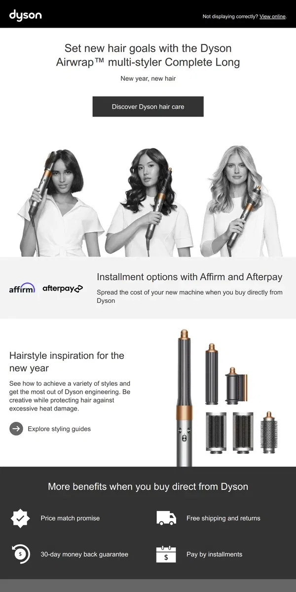 Email from Dyson. Make hair health your new year's resolution