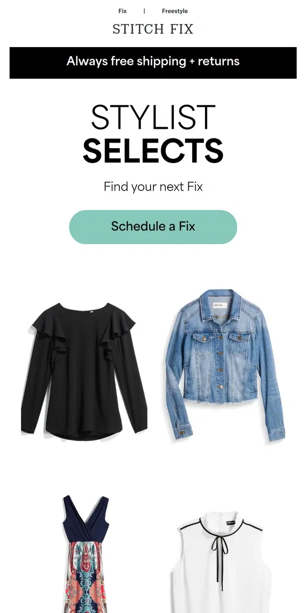 Email from Stitch Fix. Your amazing style era is here