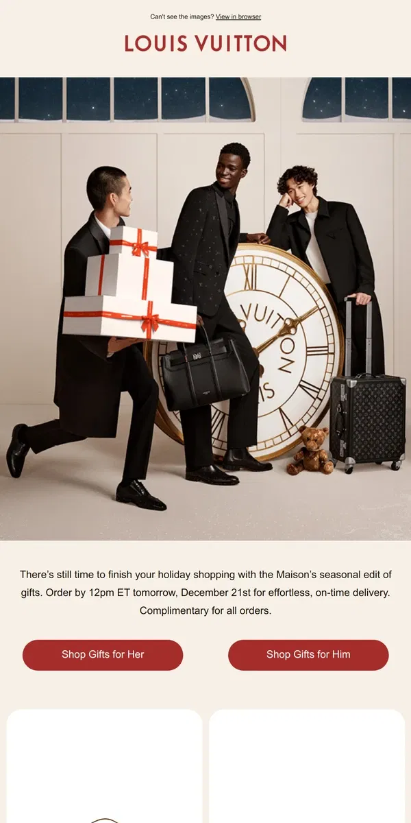 Email from Louis Vuitton. Last Chance: Free Overnight Delivery