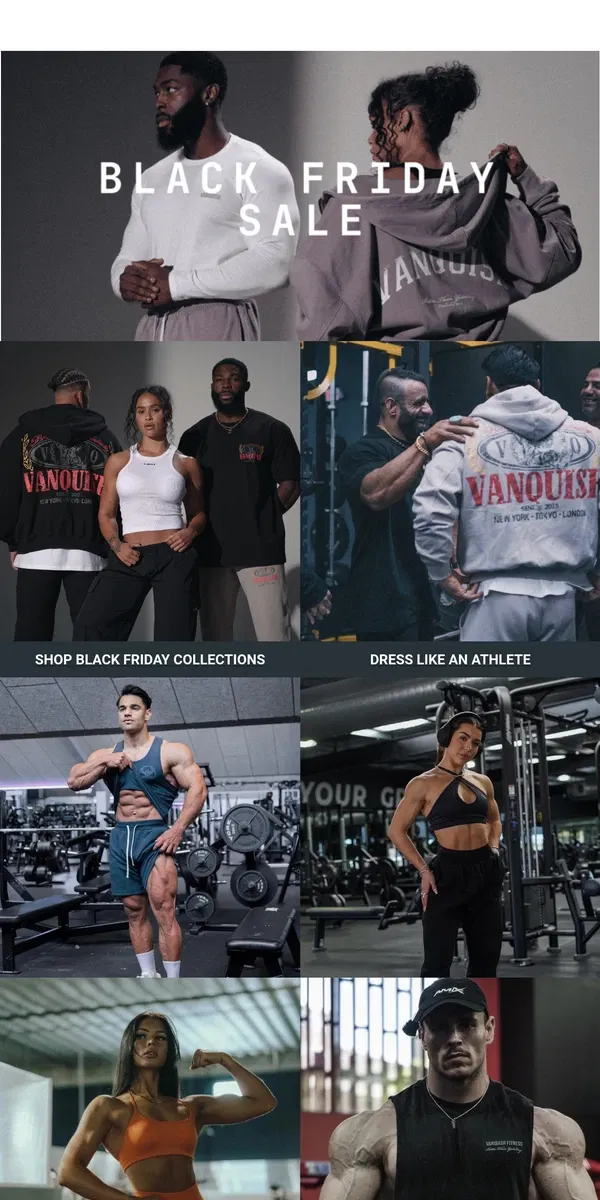 Email from Vanquish Fitness. Up to 80% off everything | Black Friday sale