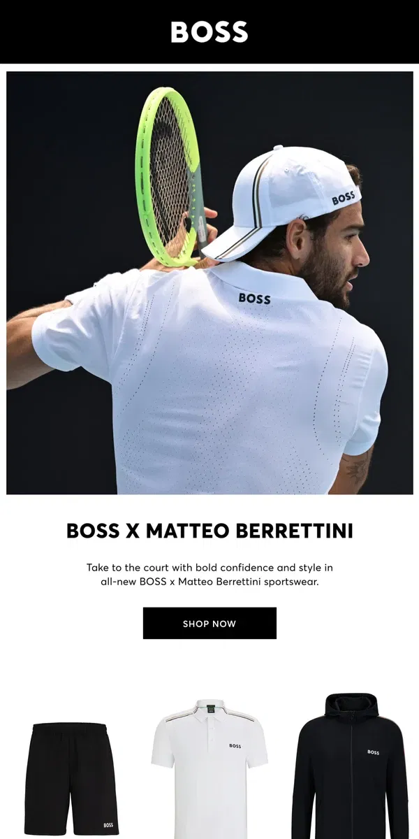 Email from HUGO BOSS. NEW BOSS x Matteo Berrettini