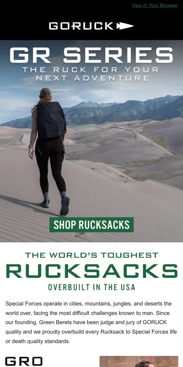 Email from GORUCK. We Have the Ruck For Your Next Adventure