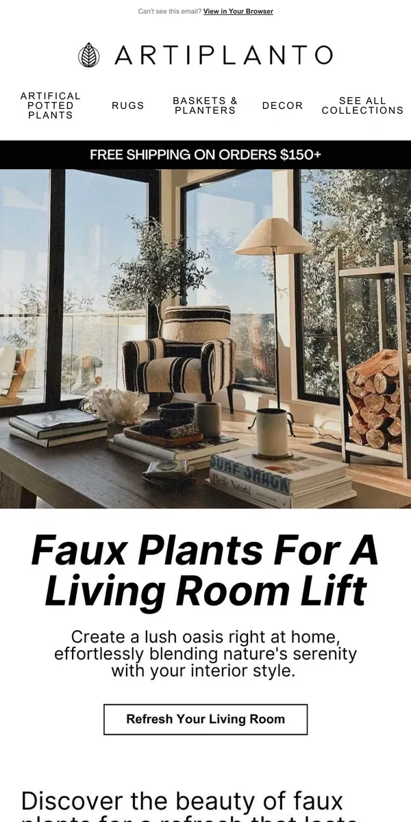 Email from Artiplanto. 🌿See The Living Room Refresh Guide