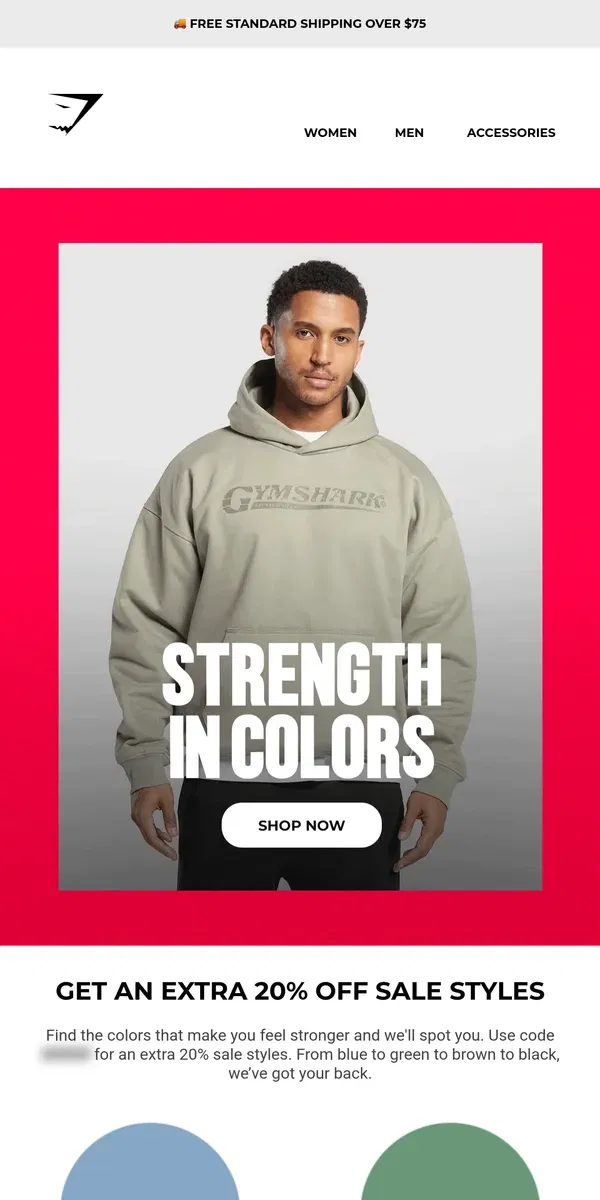 Email from Gymshark. STRENGTH IN COLORS 💪