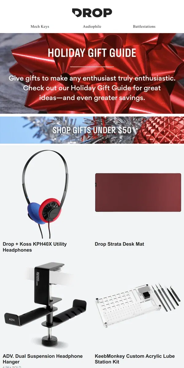 Email from Drop. Need Gift Ideas for Enthusiasts?