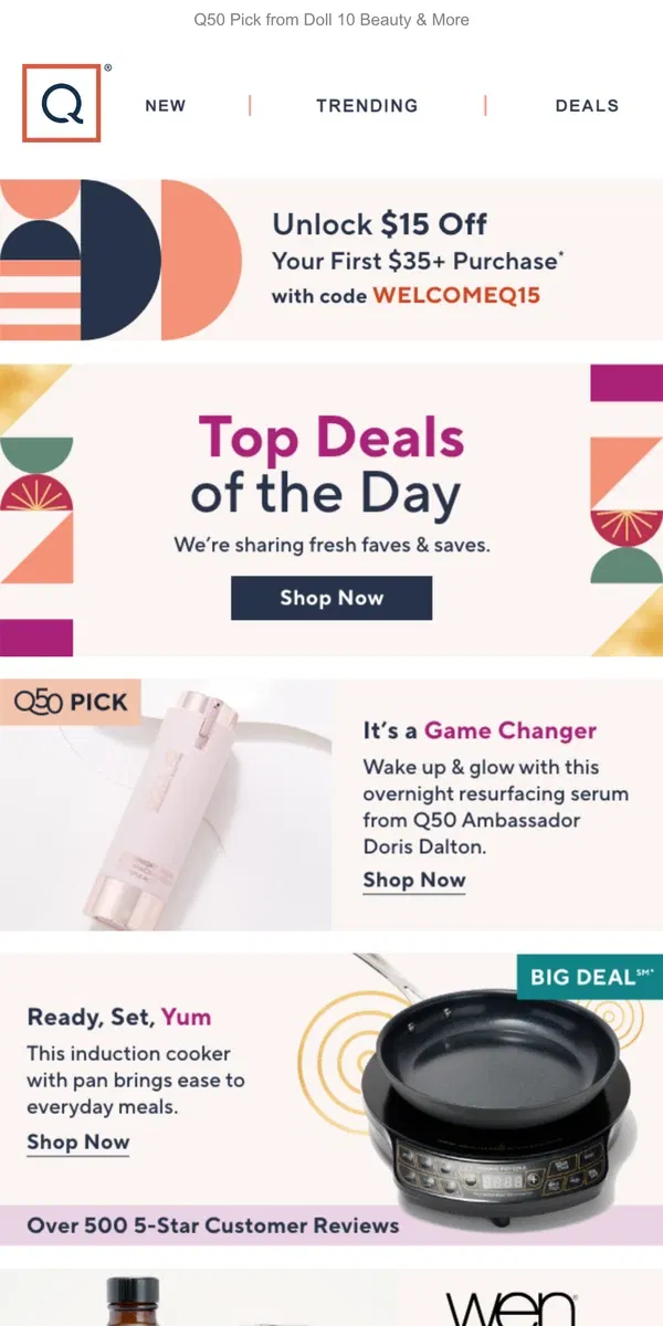 Email from QVC. Inside: Fresh Faves & Saves