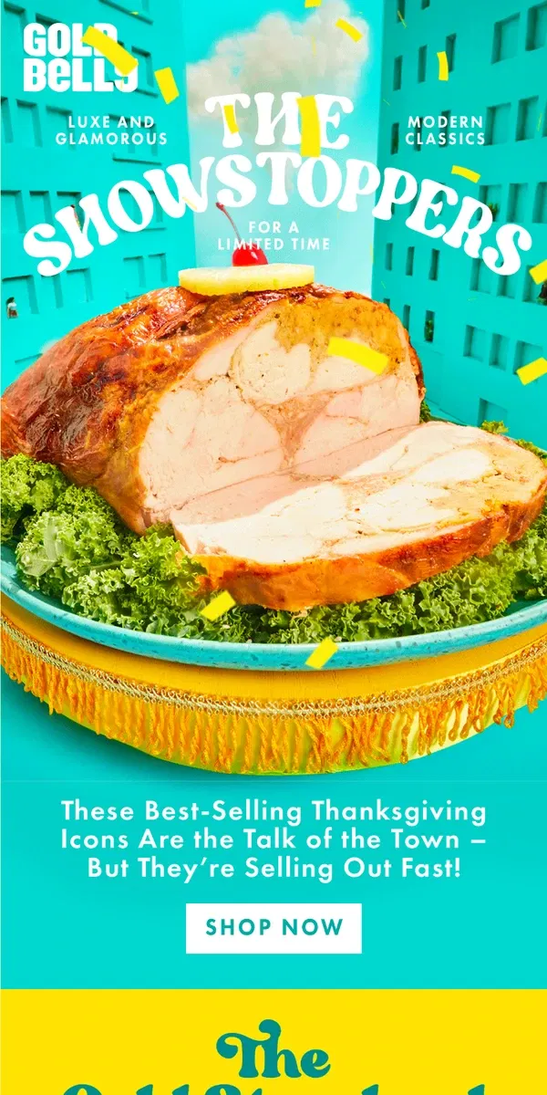 Email from Goldbelly. Thanksgiving Showstoppers – Duff Goldman’s Cakes + Martha Stewart’s Pies + More!