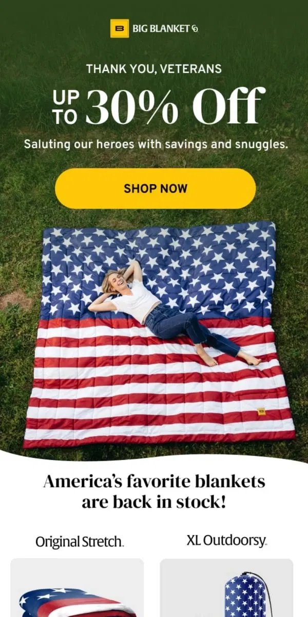 Email from Big Blanket Co. 🇺🇸 RESTOCK