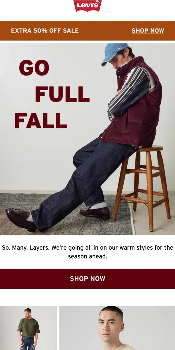 Email from Levi's. Leaves and layers🍁