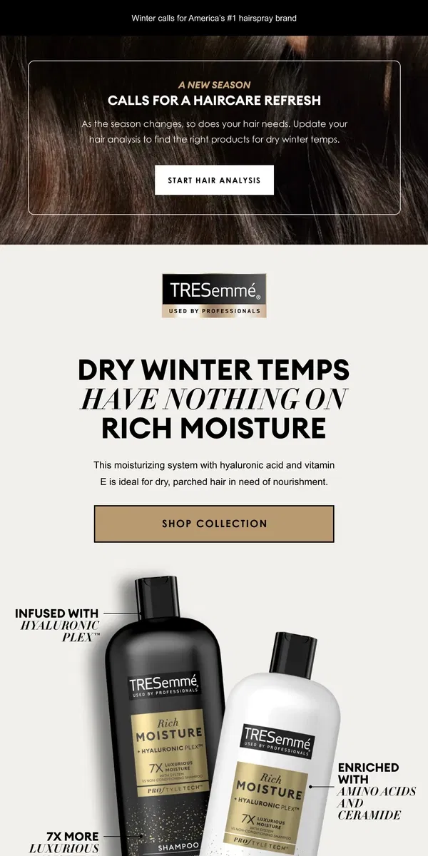 Email from TRESemmé. ❄️ Save on winter hair saviors