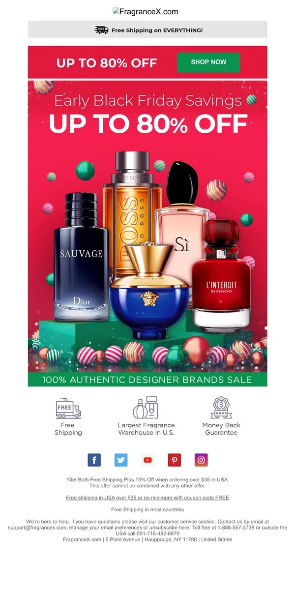 Email from FragranceX. Up to 80% OFF— ’tis better to give AND receive