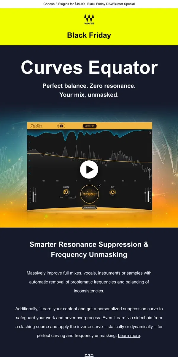 Email from Waves Audio. Curves Equator 🎙️ The Evolution of EQ