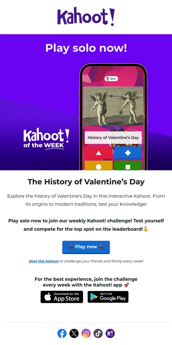 Email from Kahoot!. Hey, Kahoot! of the week is here 🚀