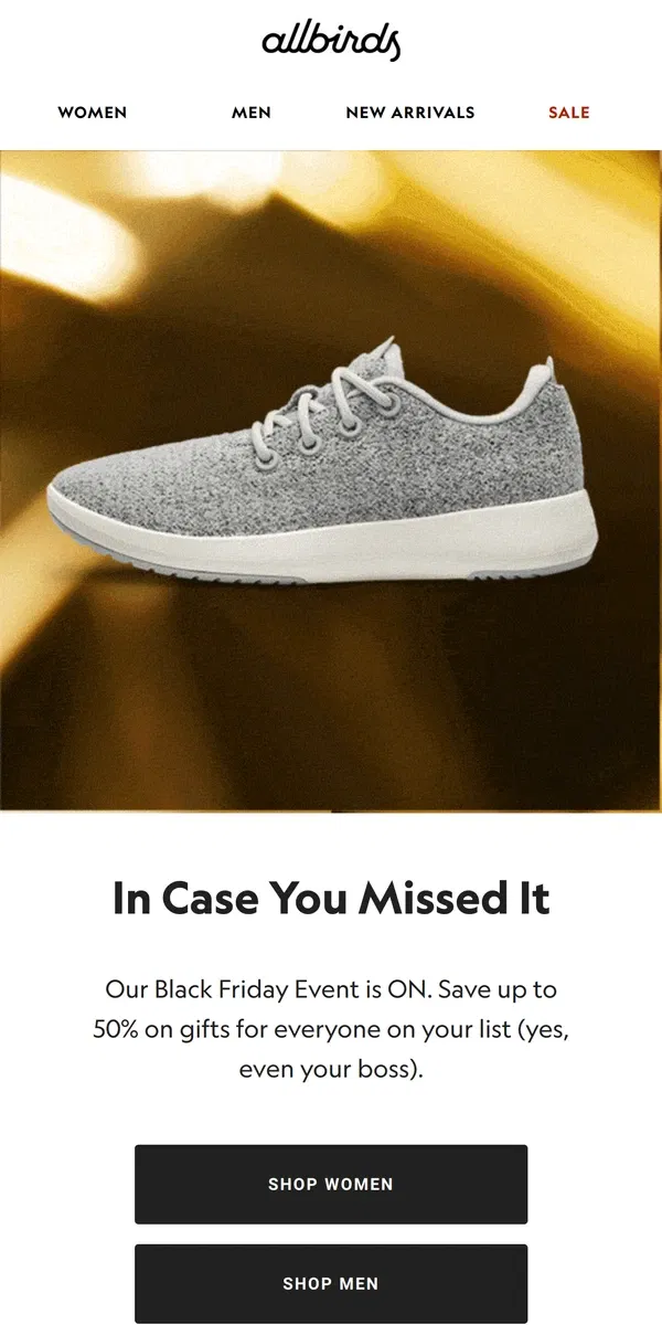 Email from Allbirds. Best Sellers, Selling Out FAST