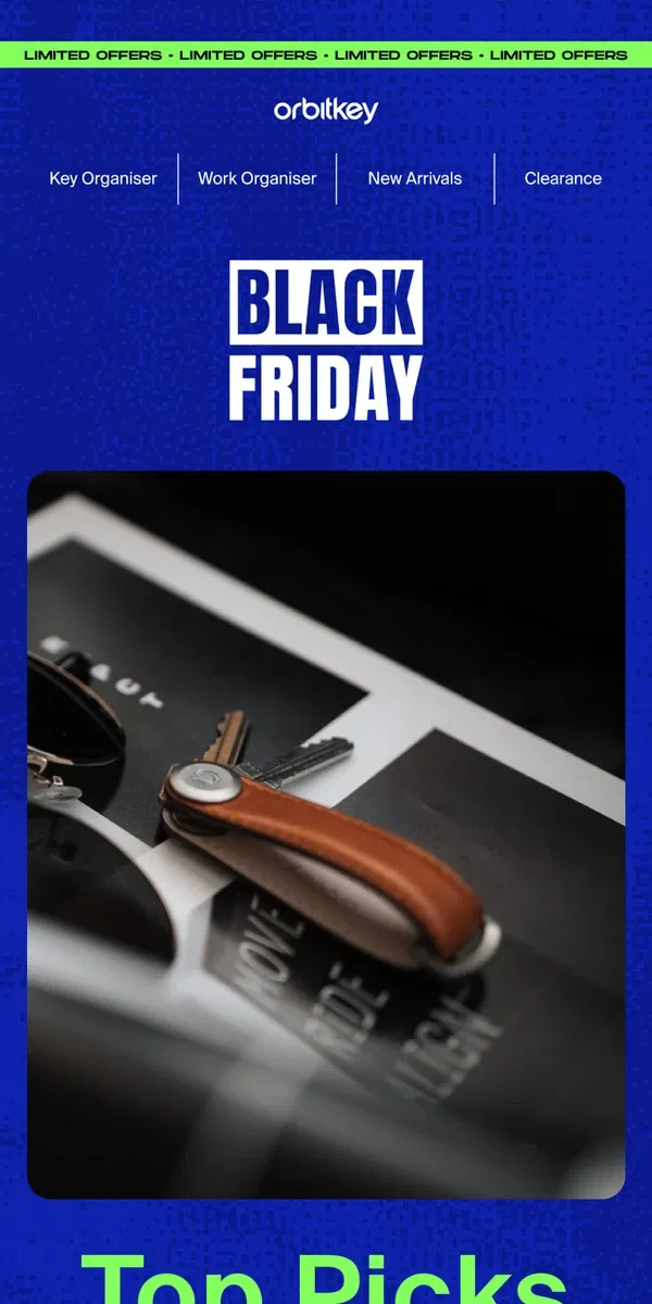 Email from Orbitkey. Black Friday: Our Top Picks