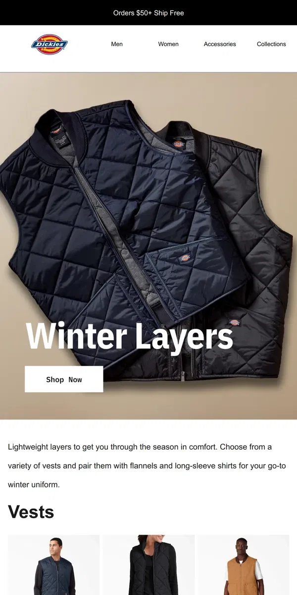 Email from Dickies. Layers That Work