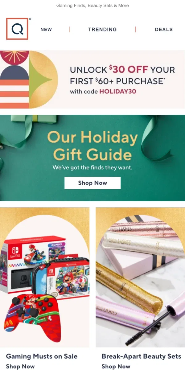 Email from QVC. Wrap Up the Gifts They Want