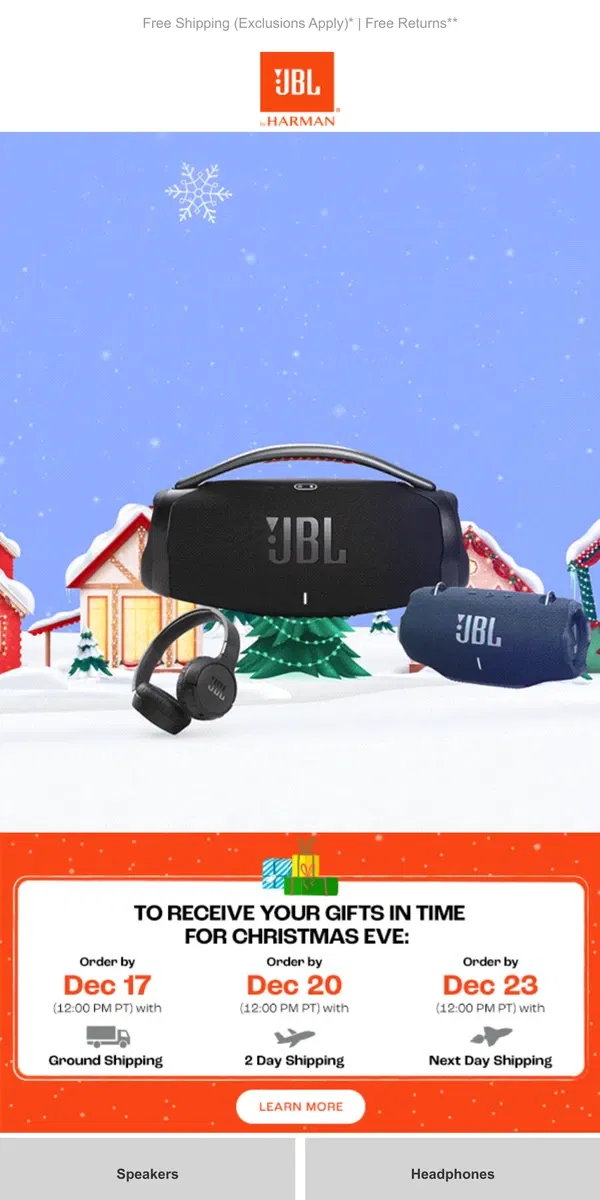 Email from JBL. Last Chance to Get Before Christmas + Up to 50% off!