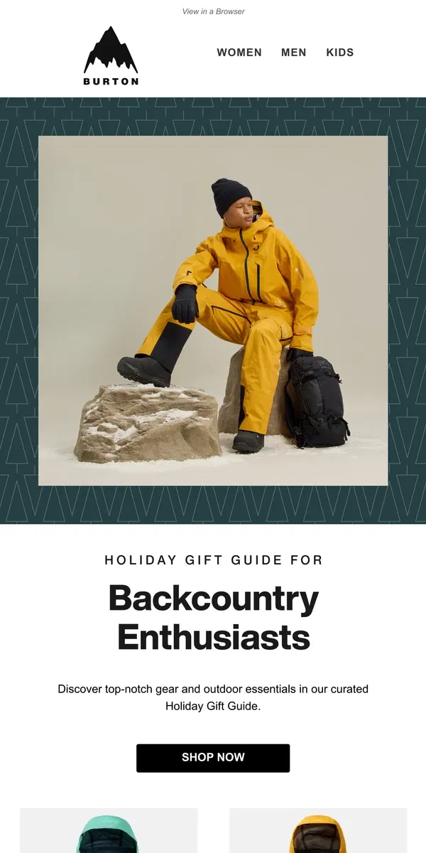 Email from Burton. Backcountry Gift Essentials