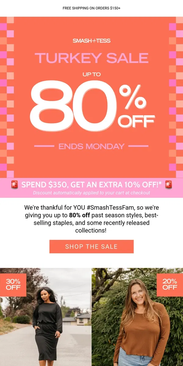 Email from Smash + Tess. Ready, Set, Feast! 🦃 Our TURKEY SALE is Live!