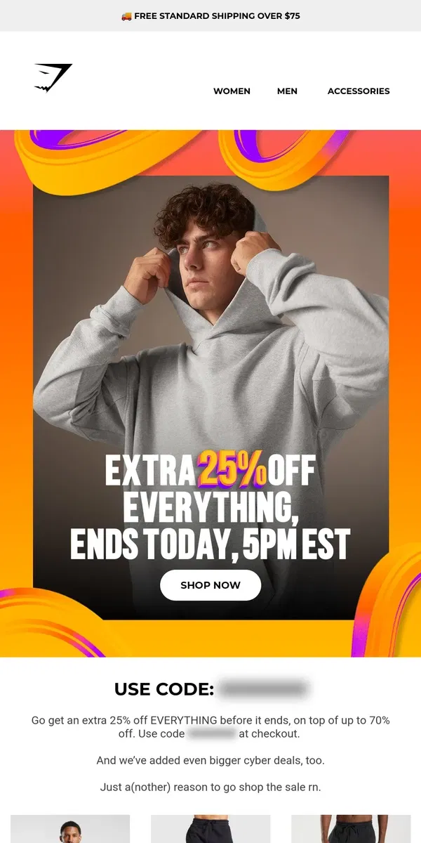 Email from Gymshark. BIGGER CYBER DEALS ADDED