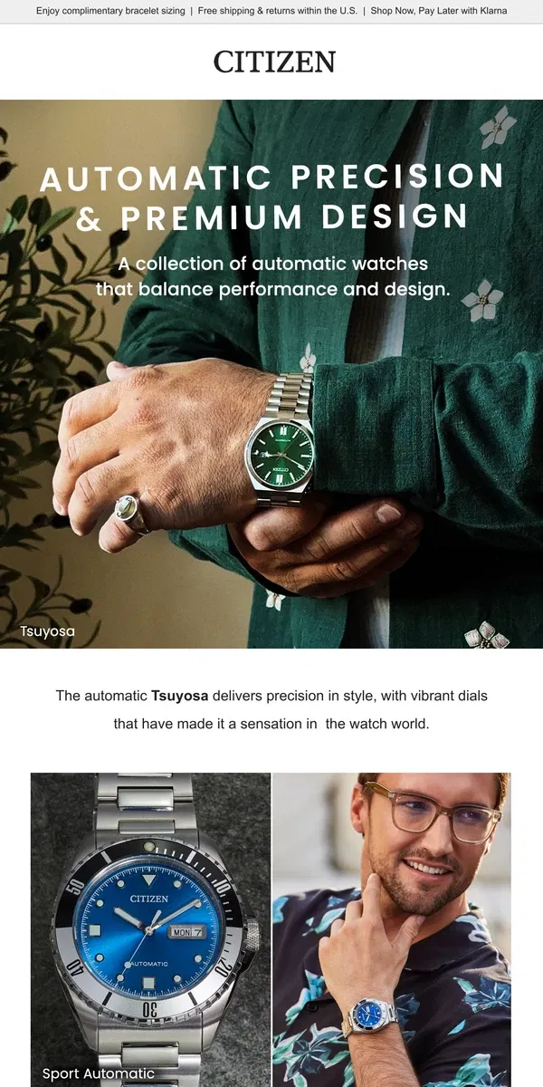 Email from Citizen Watch. High-End, High-Performance Movements