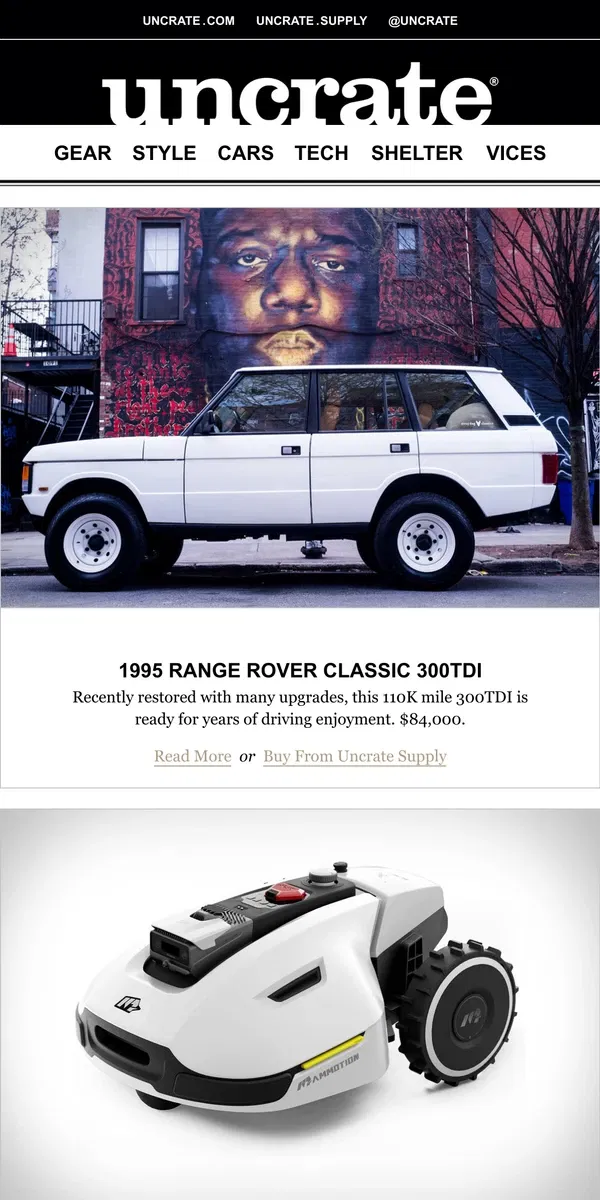 Email from Uncrate. 1995 Range Rover Classic 300TDI & more