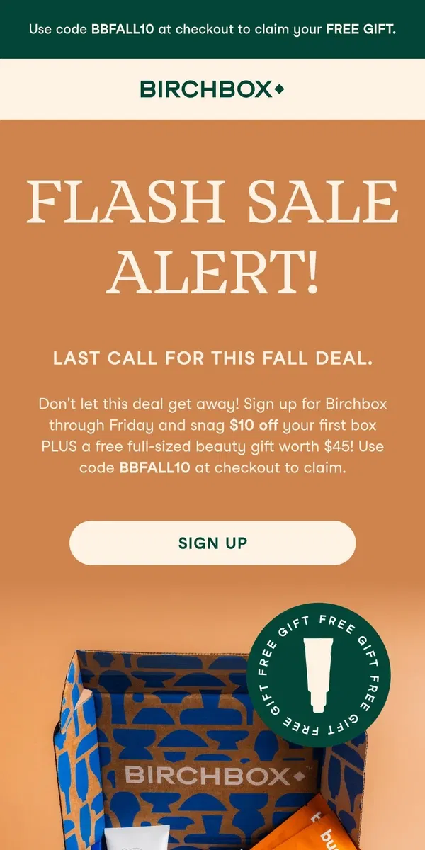 Email from Birchbox. ⚠️ This Flash Sale is ending ⚠️