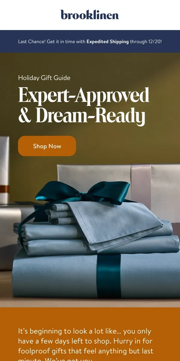 Email from Brooklinen. Gifts EVERYONE will be talking about.