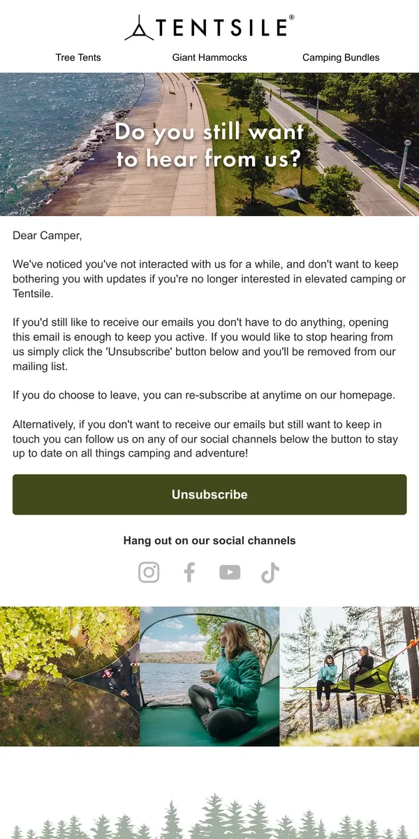 Email from Tentsile. Do you still want to hear from us? 🌲