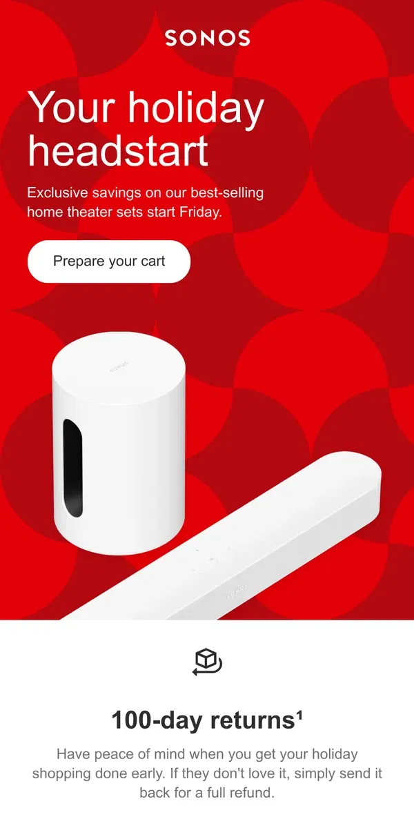 Email from Sonos. Get bundled for the holidays