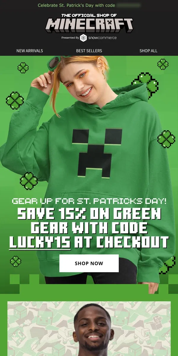 Email from Minecraft. Last Chance to Save 15% on Minecraft Gear 🍀