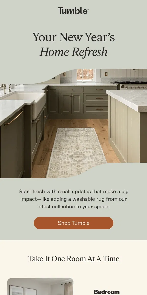 Email from Tumble. Tips for a New Year’s Refresh