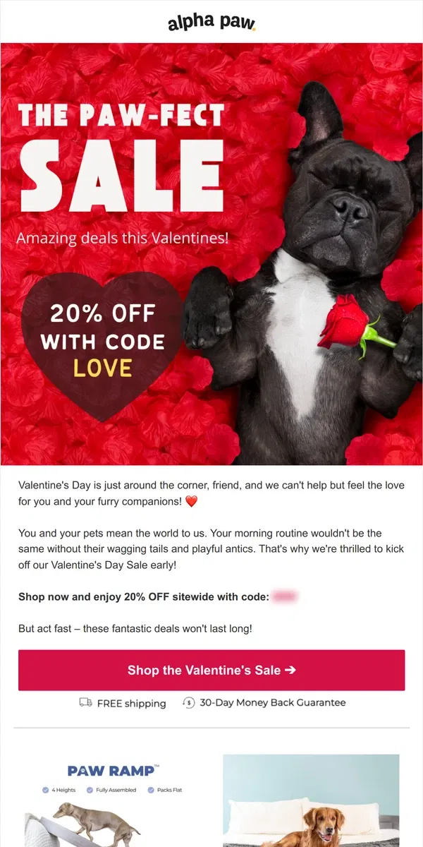 Email from Alpha Paw. Hey There, Valentine's Day Sale Starts Now! ❤️