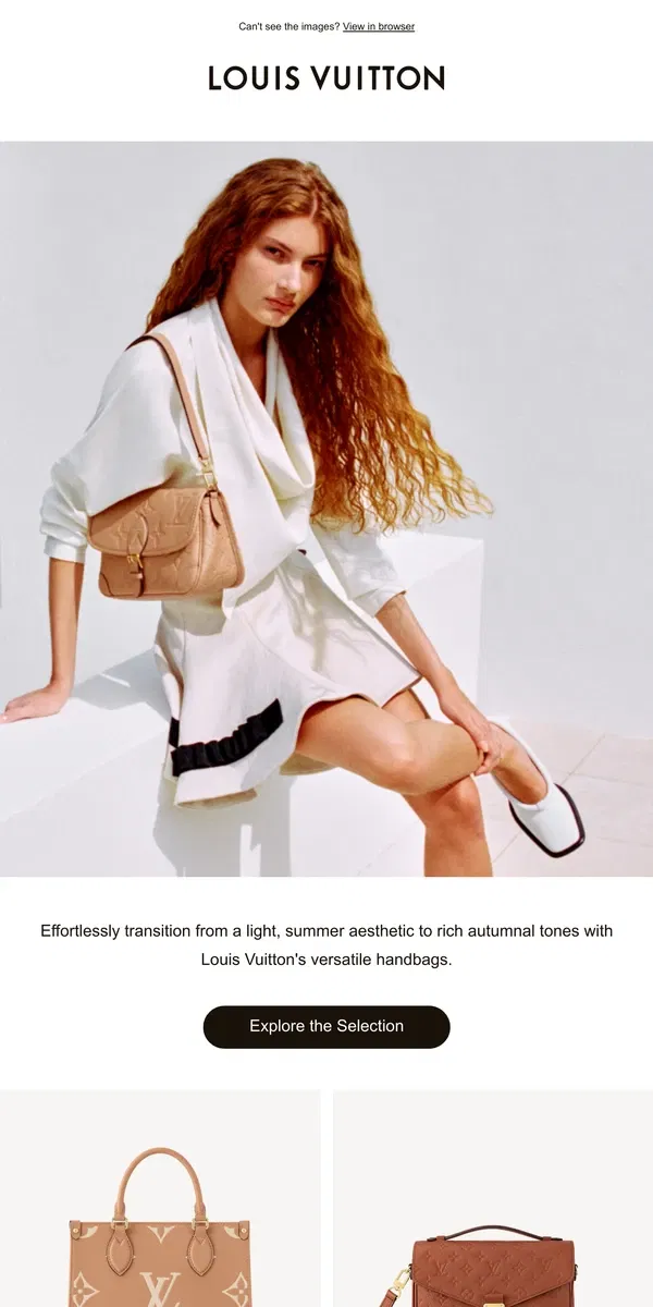 Email from Louis Vuitton. Seasonal Handbags: Transitional Styles