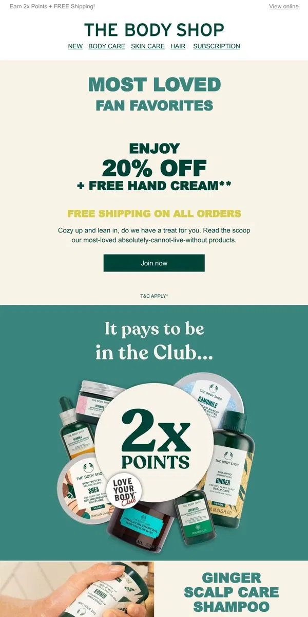 Email from The Body Shop. Most Loved Favorites – Reviews Say It All!